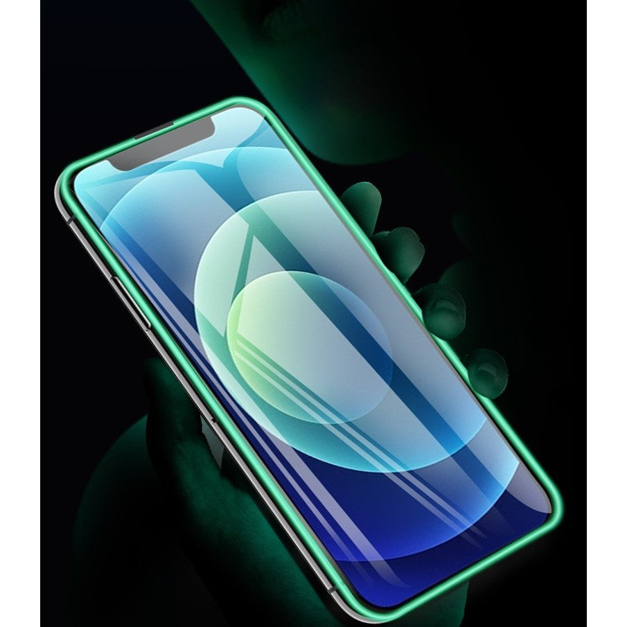 Folie Sticla Securizata Flippy,  Luminous, compatibila cu Apple iPhone 14 Pro, Margine fosforescenta verde-3