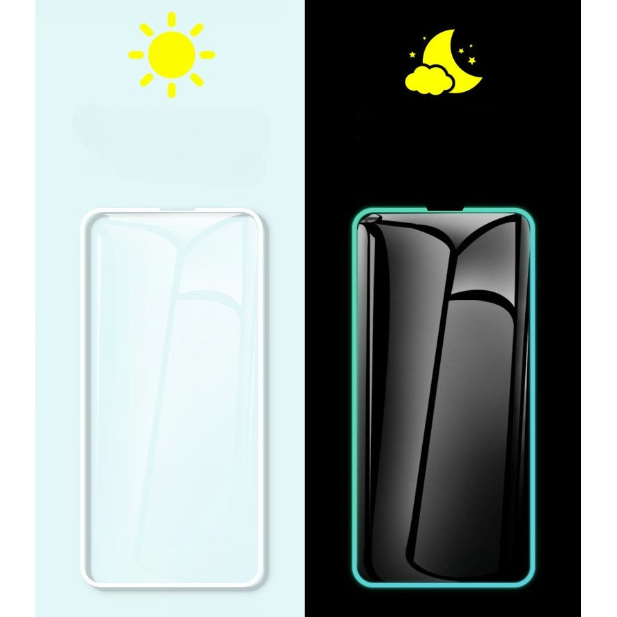 Folie Sticla Securizata Flippy,  Luminous, compatibila cu Apple iPhone 12 Pro, Margine fosforescenta verde-5