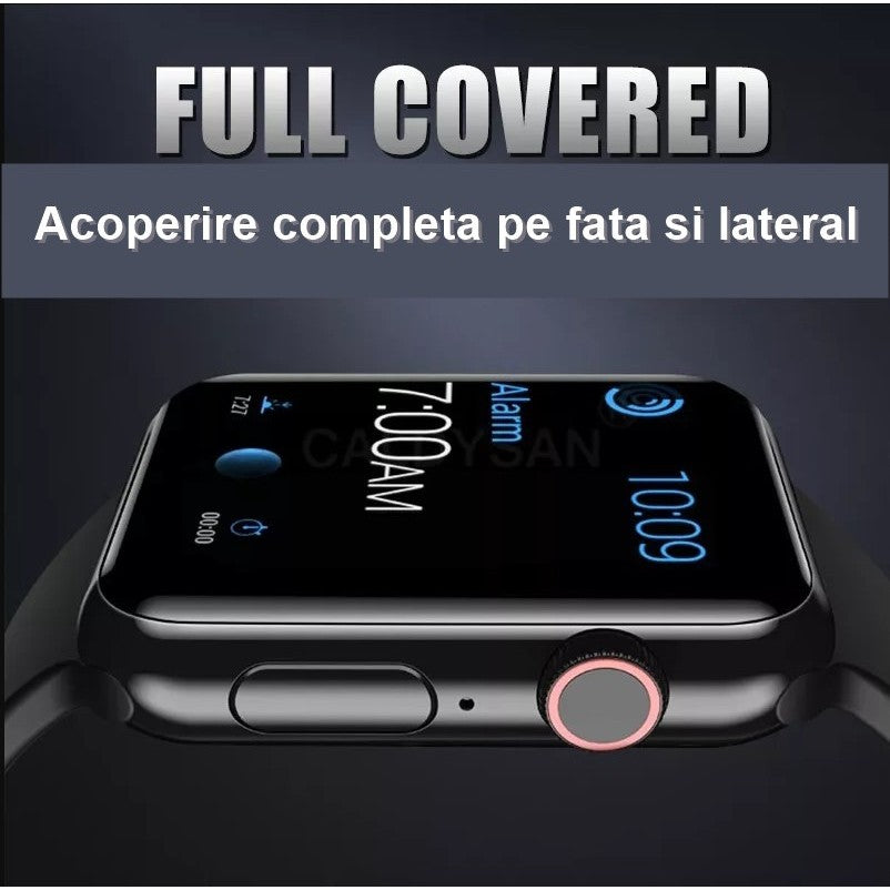 Folie Sticla pentru Apple Watch Series 2/3 38 mm adeziv pe margine Negru-13