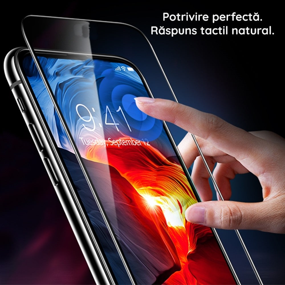 Folie Sticla Securizata Flippy compatibil cu Apple iPhone 15 Pro, Full Glue Negru-3