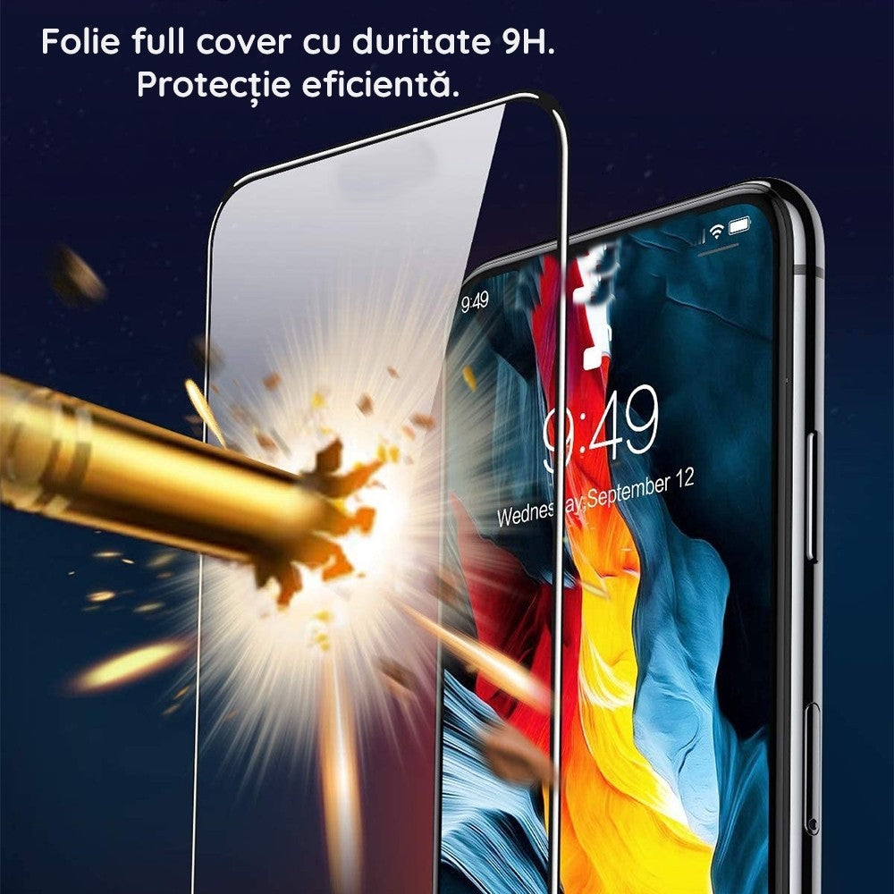 Folie Sticla Securizata Flippy compatibil cu Moto E40 Full Glue Negru-2