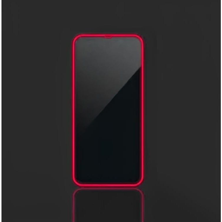 Folie de Sticla Securizata pentru Apple iPhone 15 Pro Max, Flippy, Luminous, Margine Fosforescenta Neon din Silicon, Mat, Anti-Amprenta, Protectie Completa, 9H, Roz-1