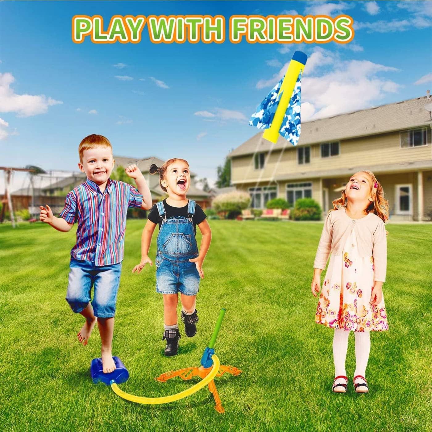 Jucarie pentru Copii, Flippy, Lansator de Rachete cu Piciorul, un Singur Lansator, 4 Rachete Fara Lumini, 40.5 cm Inaltime, Multicolor-4
