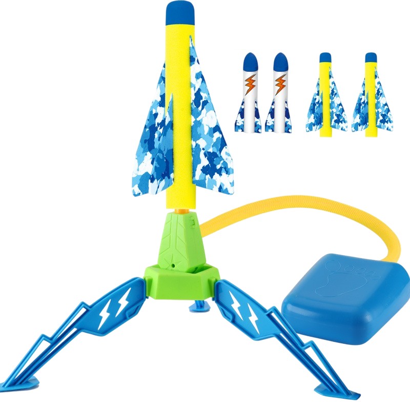 Jucarie pentru Copii, Flippy, Lansator de Rachete cu Piciorul, un Singur Lansator, 4 Rachete Fara Lumini, 40.5 cm Inaltime, Multicolor-0