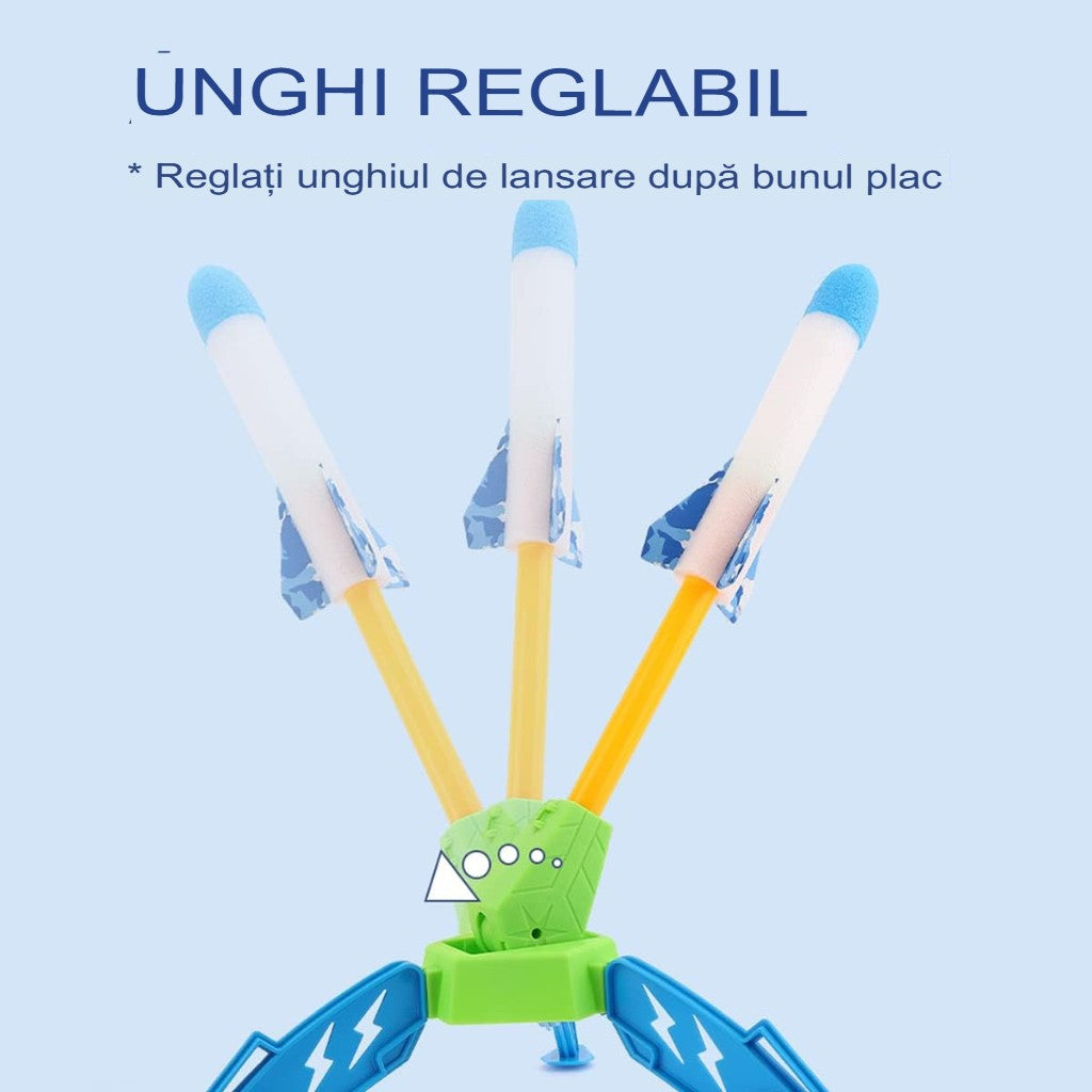 Jucarie pentru Copii, Flippy, Lansator de Rachete cu Piciorul, un Singur Lansator, 6 Rachete Fara Lumini, 40.5 cm Inaltime, Multicolor-3