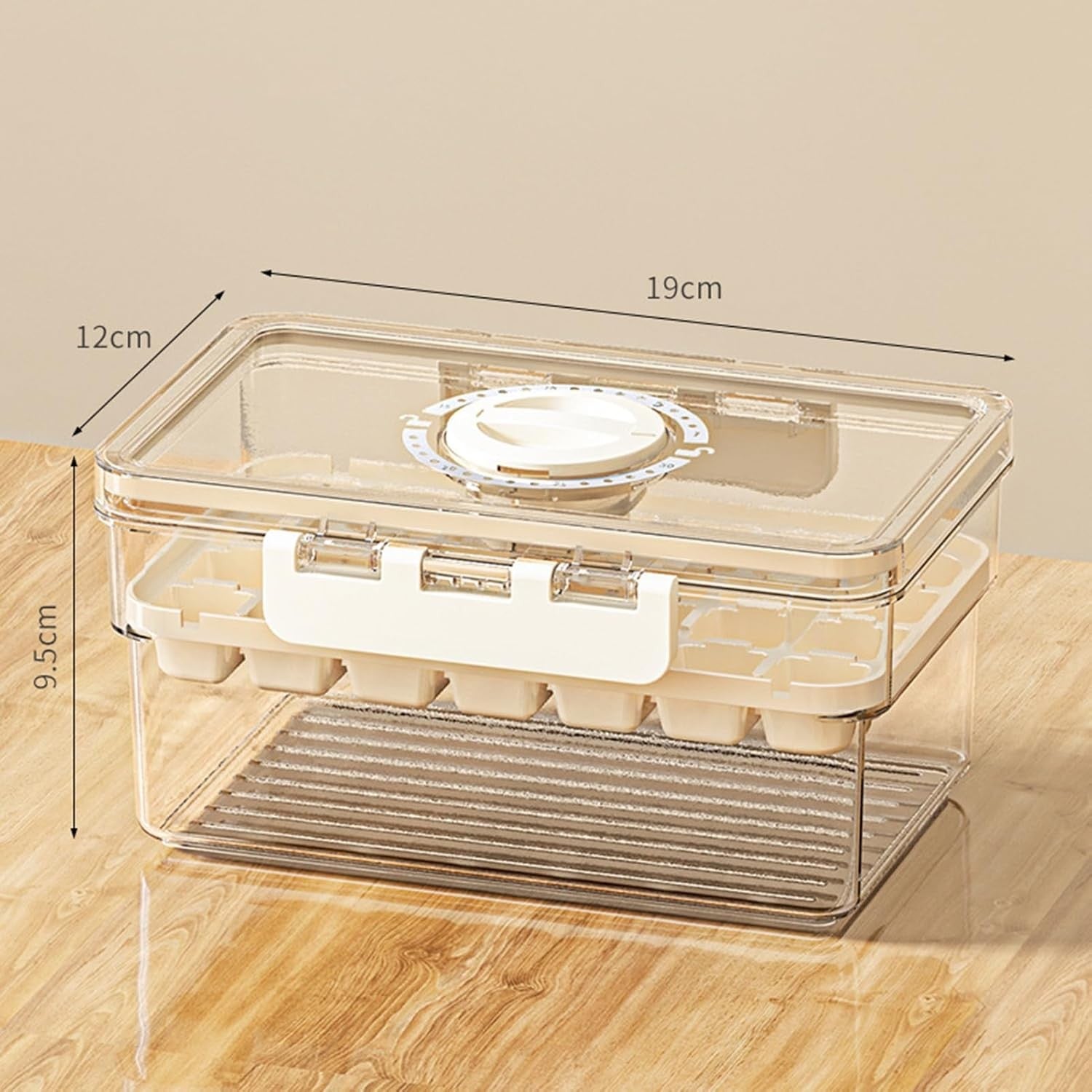 Forma de Gheata, Flippy, un Strat, Inchidere Etans, din PP+PET, 19 x 12 x 9.5 cm, Bej-1