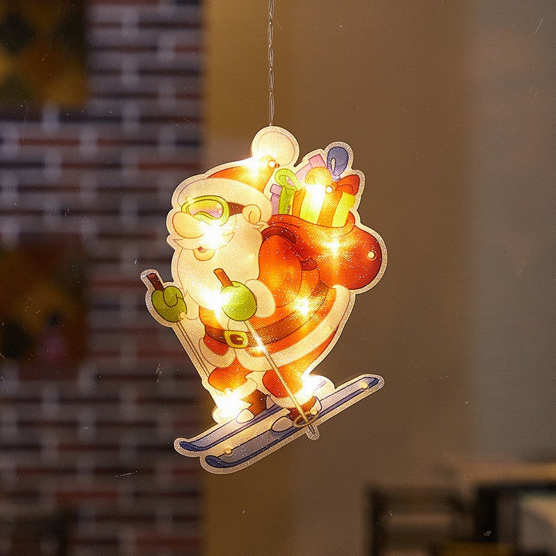 Decoratiune de Craciun pentru fereastra Flippy, Mos Craciun pe schiuri, cu LED-uri, 15 cm, alb cald-3