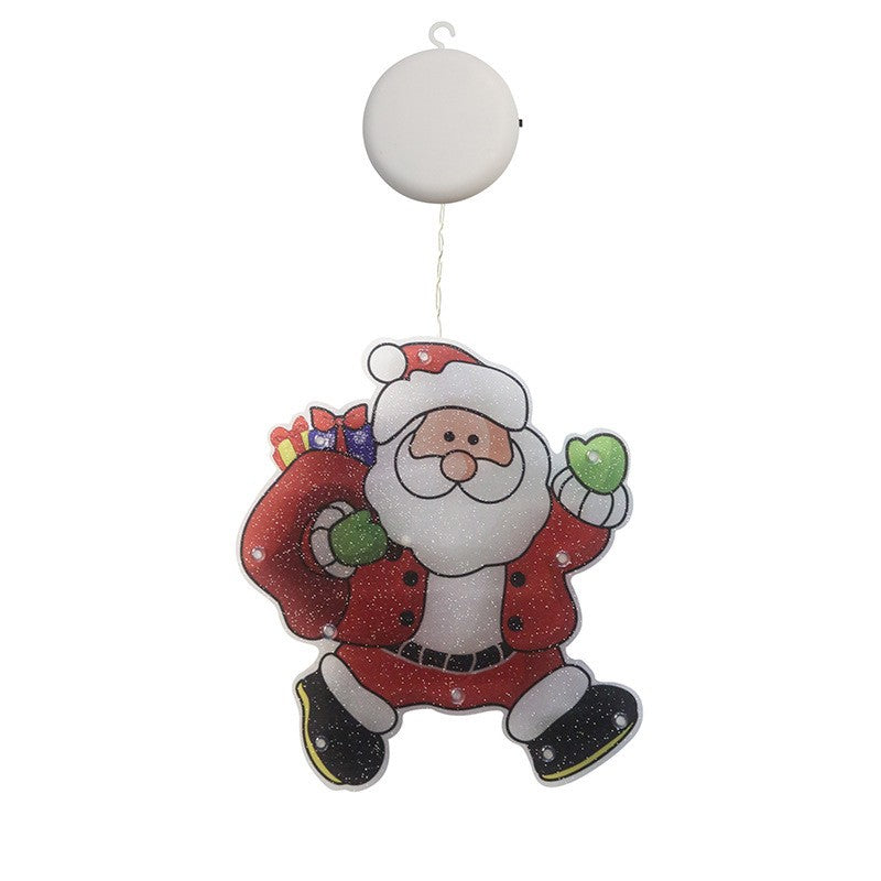 Decoratiune de Craciun pentru fereastra Mos Craciun cu sac, cu LED-uri, 22 cm, alb cald-0