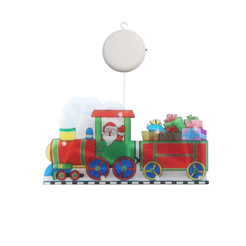 Decoratiune de Craciun pentru fereastra Flippy, trenulet, cu LED-uri, 26 cm, alb cald-0