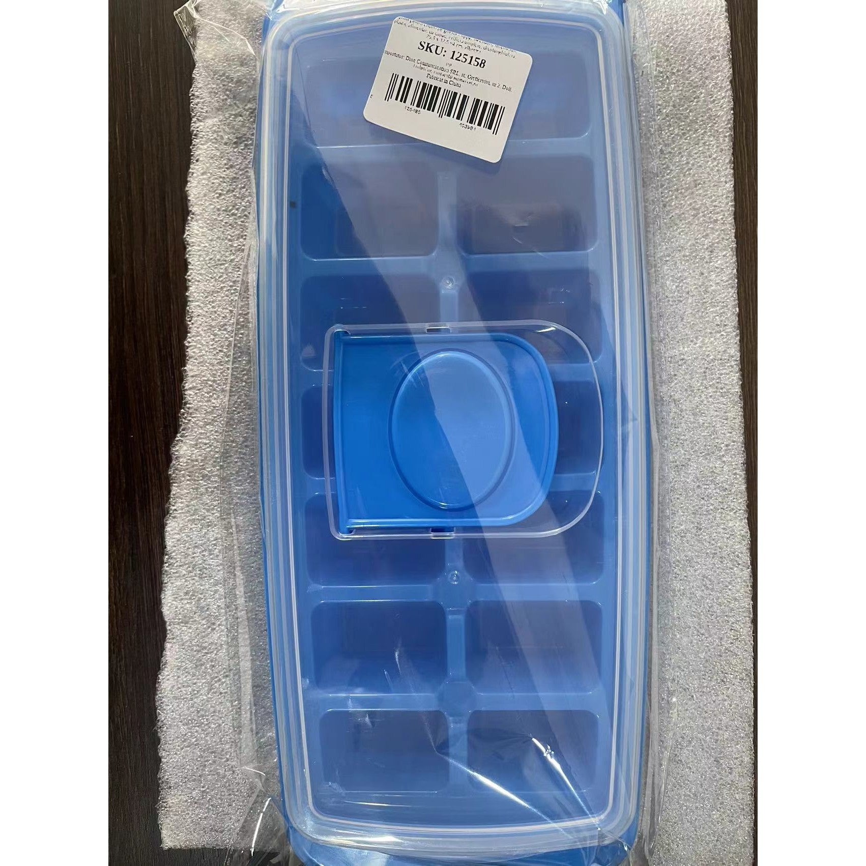 Forma pentru cuburi de gheata Flippy, 14 cuburi, reutilizabil, plastic alimentar, cu capac, orificiu umplere, dreptunghiulara, 29.5 x 12.5 x4 cm, albastru-8