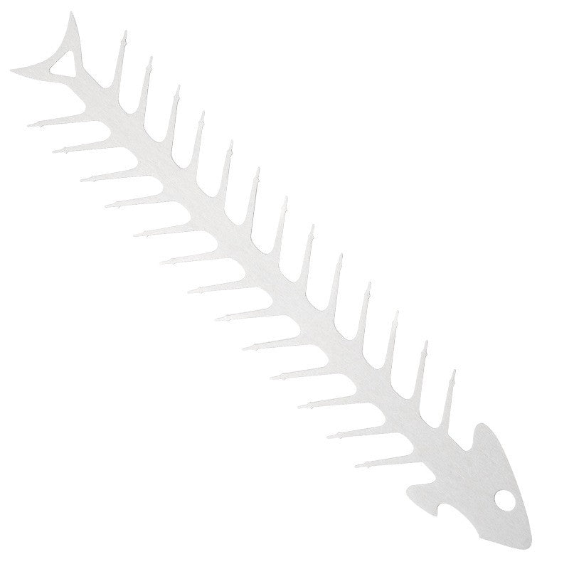 Forma pentru Frigarui, Flippy, Model Oase de Peste, din Otel Inoxidabil, Instrument pentru Gratar, BBQ, cu Deschizator de Sticle, 30x6 cm, Argintie-0