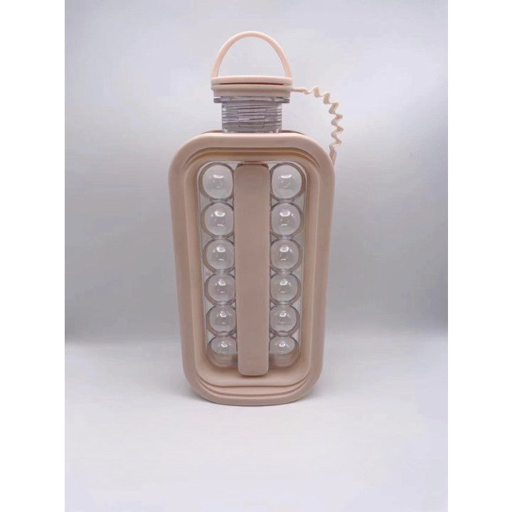 Forma pentru Gheata 2 in 1 Portabila, Flippy, sub Forma de Sticla, Sfere, Diametru 3 cm, Multifunctional, 17 Bilute, 27.5 x 11.4 x 5.5 cm, Culoare Roz Pal-1