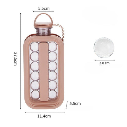Forma pentru Gheata 2 in 1 Portabila, Flippy, sub Forma de Sticla, Sfere, Diametru 3 cm, Multifunctional, 17 Bilute, 27.5 x 11.4 x 5.5 cm, Culoare Roz Pal-5