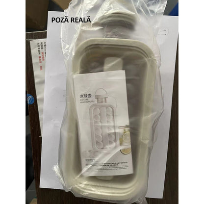 Forma pentru Gheata 2 in 1 Portabila, Flippy, Tavita sub Forma de Sticla, Diametru 3 cm, Multifunctional, 17 Bilute de Gheata, 27.5 x 11.4 x 5.5 cm, Culoare Alb Verde-5