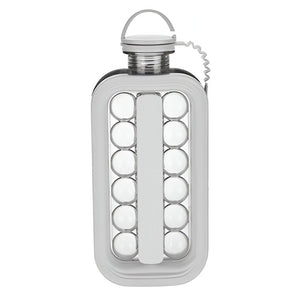 Forma pentru Gheata 2 in 1 Portabila, Flippy, Tavita sub Forma de Sticla, Diametru 3 cm, Multifunctional, 17 Bilute de Gheata, 27.5 x 11.4 x 5.5 cm, Culoare Alb-0