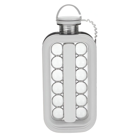 Forma pentru Gheata 2 in 1 Portabila, Flippy, Tavita sub Forma de Sticla, Diametru 3 cm, Multifunctional, 17 Bilute de Gheata, 27.5 x 11.4 x 5.5 cm, Culoare Alb-0