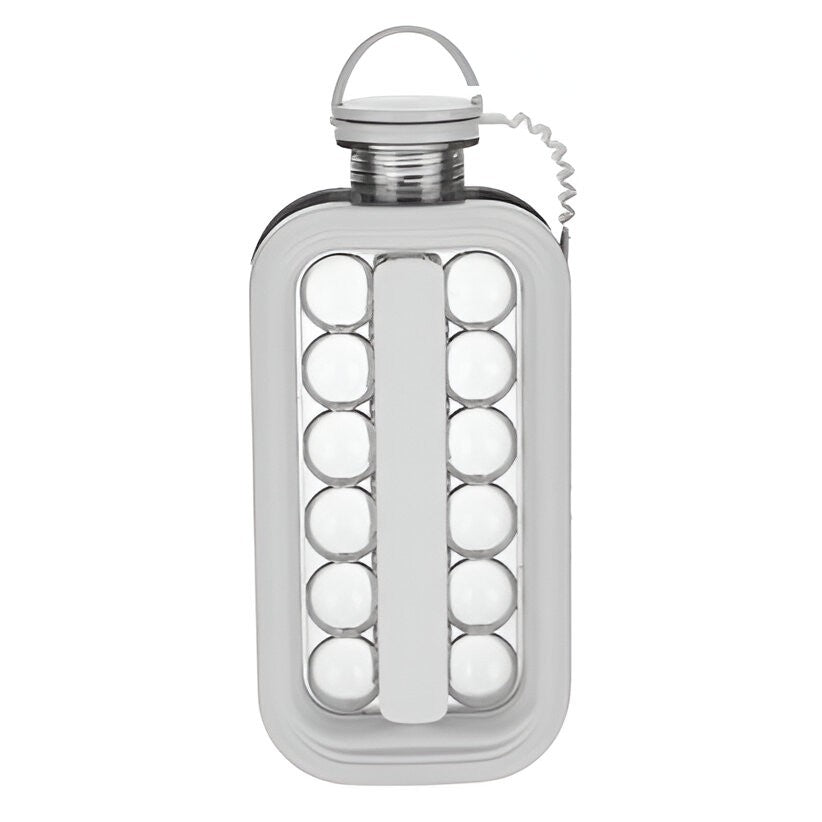 Forma pentru Gheata 2 in 1 Portabila, Flippy, Tavita sub Forma de Sticla, Diametru 3 cm, Multifunctional, 17 Bilute de Gheata, 27.5 x 11.4 x 5.5 cm, Culoare Alb-0