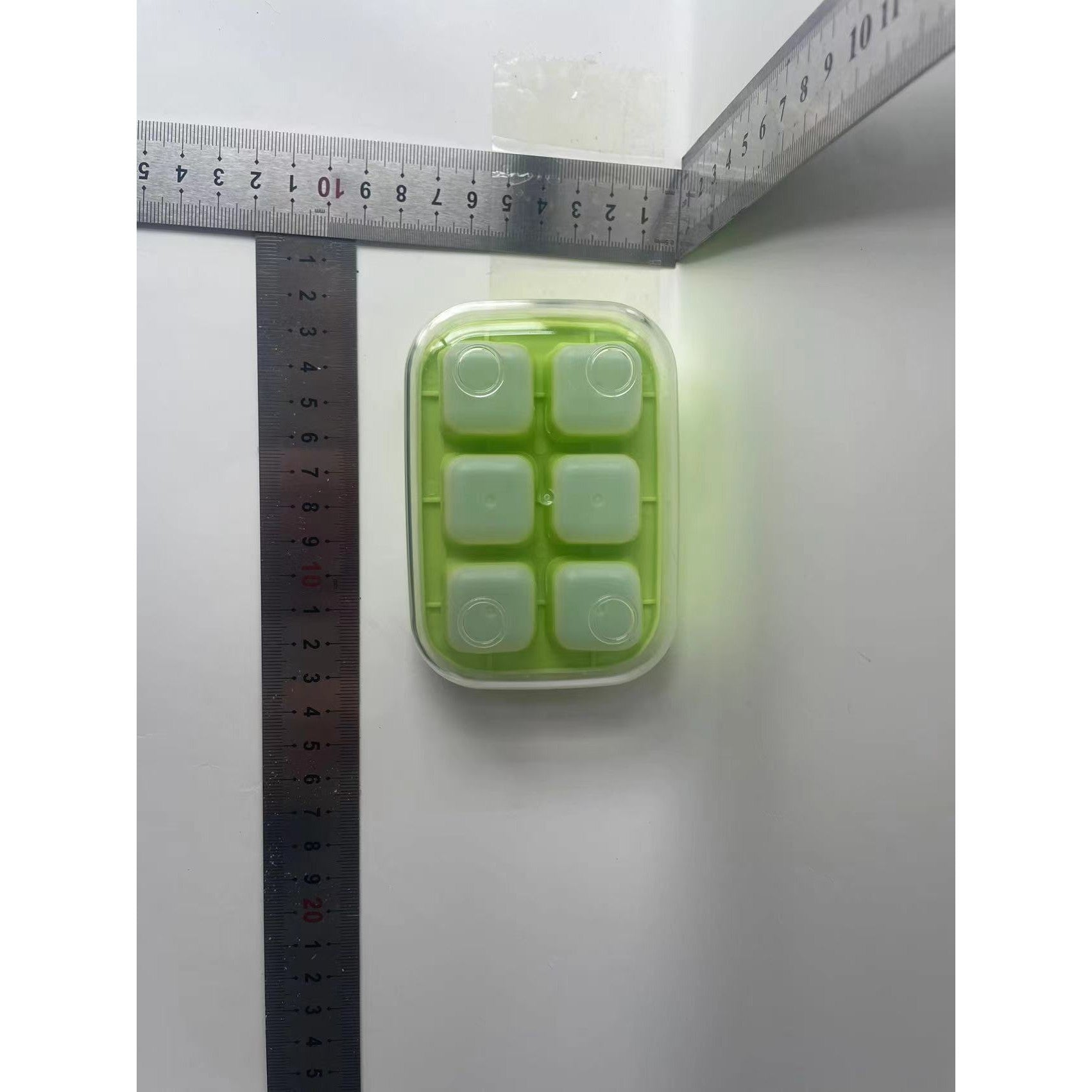 Forma pentru gheata cu presa Flippy, din silicon alimentar, 6 cuburi, caserola pentru depozitare, usor de folosit si curatat, 10.5 x 7.5 x 4.1 cm, verde-8