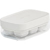 Forma pentru gheata cu presa Flippy, din silicon alimentar, 6 cuburi, caserola pentru depozitare, usor de folosit si curatat, 10.5 x 7.5 x 4.1 cm, alb-0
