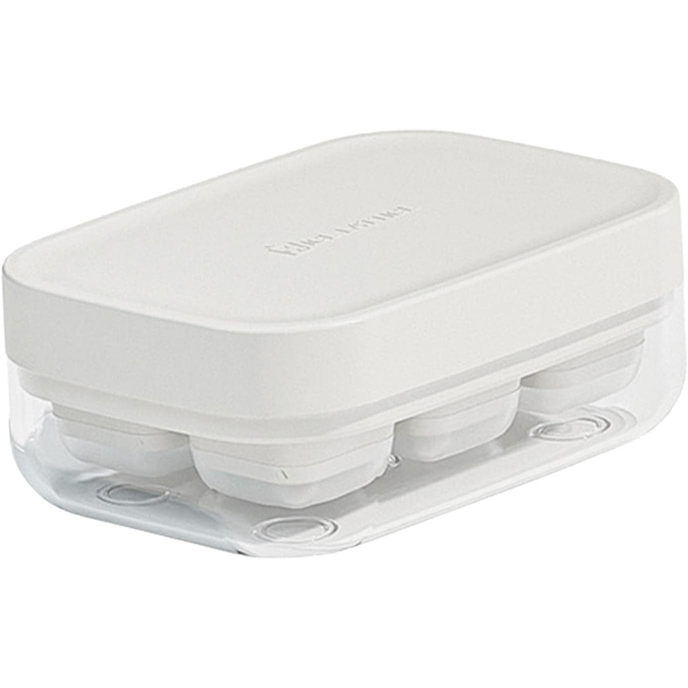 Forma pentru gheata cu presa Flippy, din silicon alimentar, 6 cuburi, caserola pentru depozitare, usor de folosit si curatat, 10.5 x 7.5 x 4.1 cm, alb-0