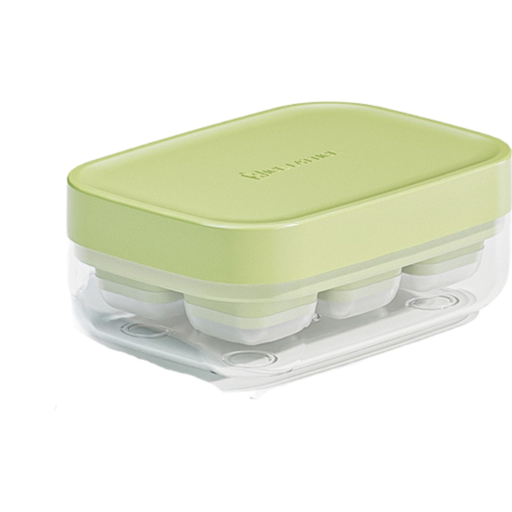 Forma pentru gheata cu presa Flippy, din silicon alimentar, 6 cuburi, caserola pentru depozitare, usor de folosit si curatat, 10.5 x 7.5 x 4.1 cm, verde-0