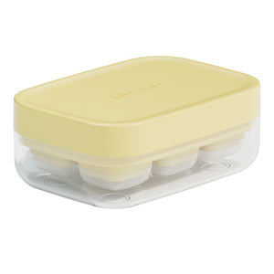 Forma pentru gheata cu presa Flippy, din silicon alimentar, 6 cuburi, caserola pentru depozitare, usor de folosit si curatat, 10.5 x 7.5 x 4.1 cm, galben-0