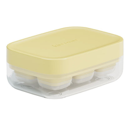 Forma pentru gheata cu presa Flippy, din silicon alimentar, 6 cuburi, caserola pentru depozitare, usor de folosit si curatat, 10.5 x 7.5 x 4.1 cm, galben-0