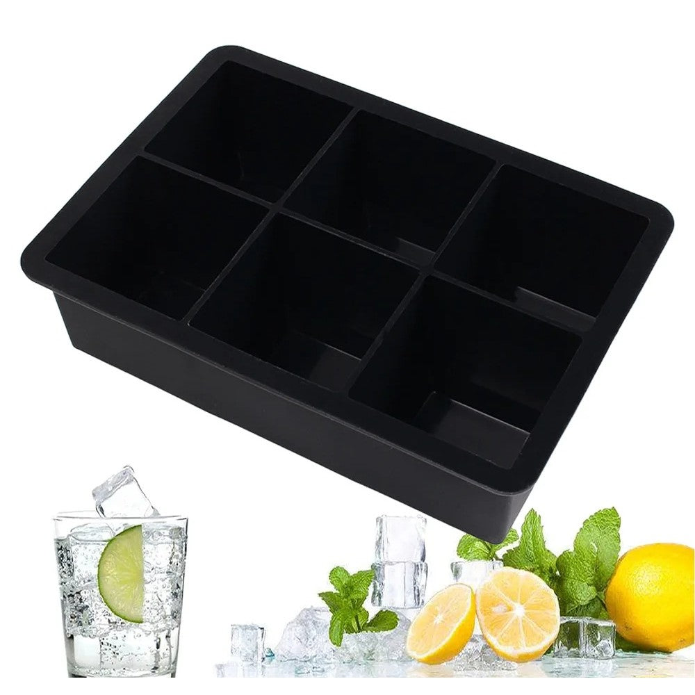 Forma pentru Gheata, Flippy, 6 Forme Patrate cu Capac, din Silicon, 17 x 12 x 6 cm, Negru-4