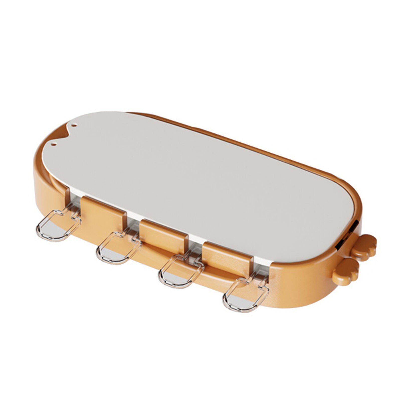 Forma pentru inghetata Flippy, 4 compartimente, forme cu animalute, materialsilicon si ABS, 21 x 12.8 x 3cm, portocaliu-0