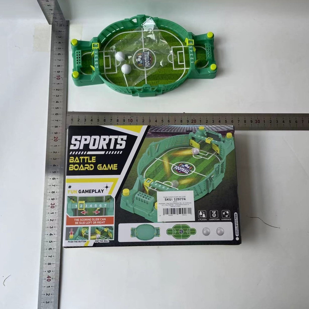 Fotbal de Masa Interactiv pentru Copii, Flippy, cu 2 Mingi Incluse, Tabela Scor, 22.8x12x4 cm, Verde-8