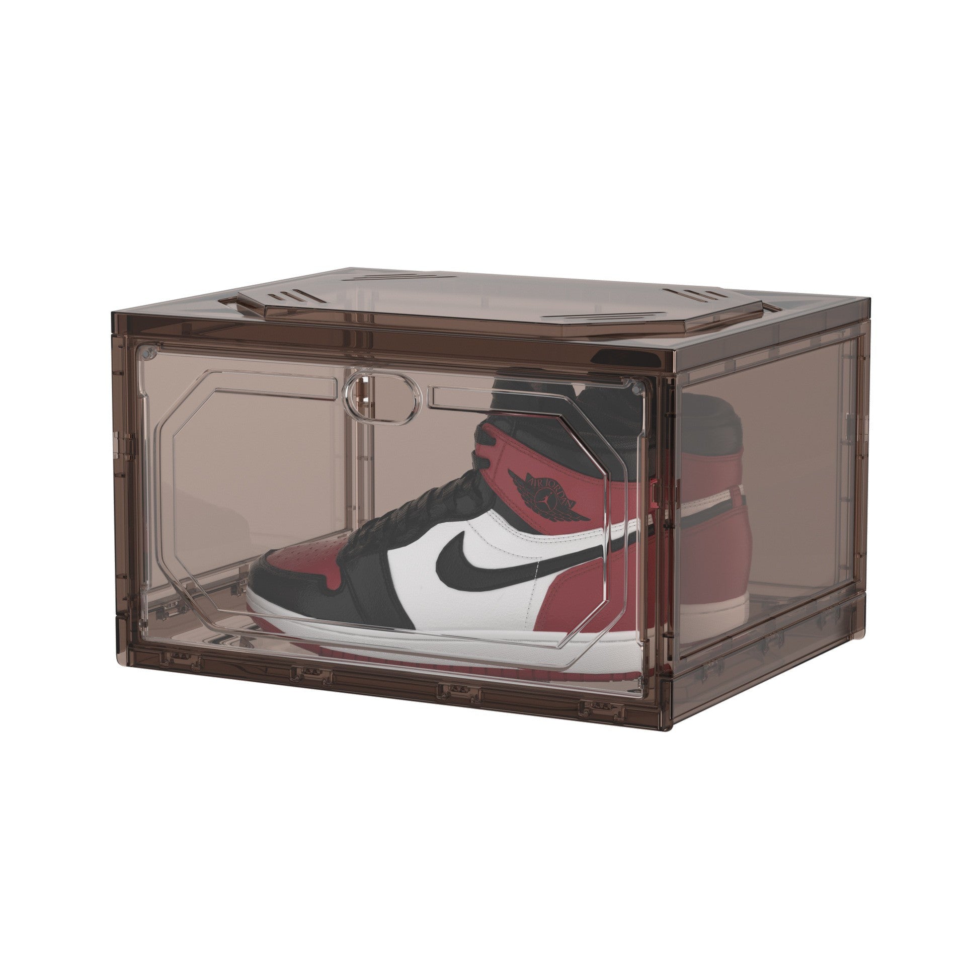 Organizator de Pantofi, Flippy, din PP+ABS, Usa Laterala Magnetica, Rezistenta la Praf, Anti-Oxidare, Utilizare Multipla, 36 x 28 x 21 cm, Gri Transparent-0