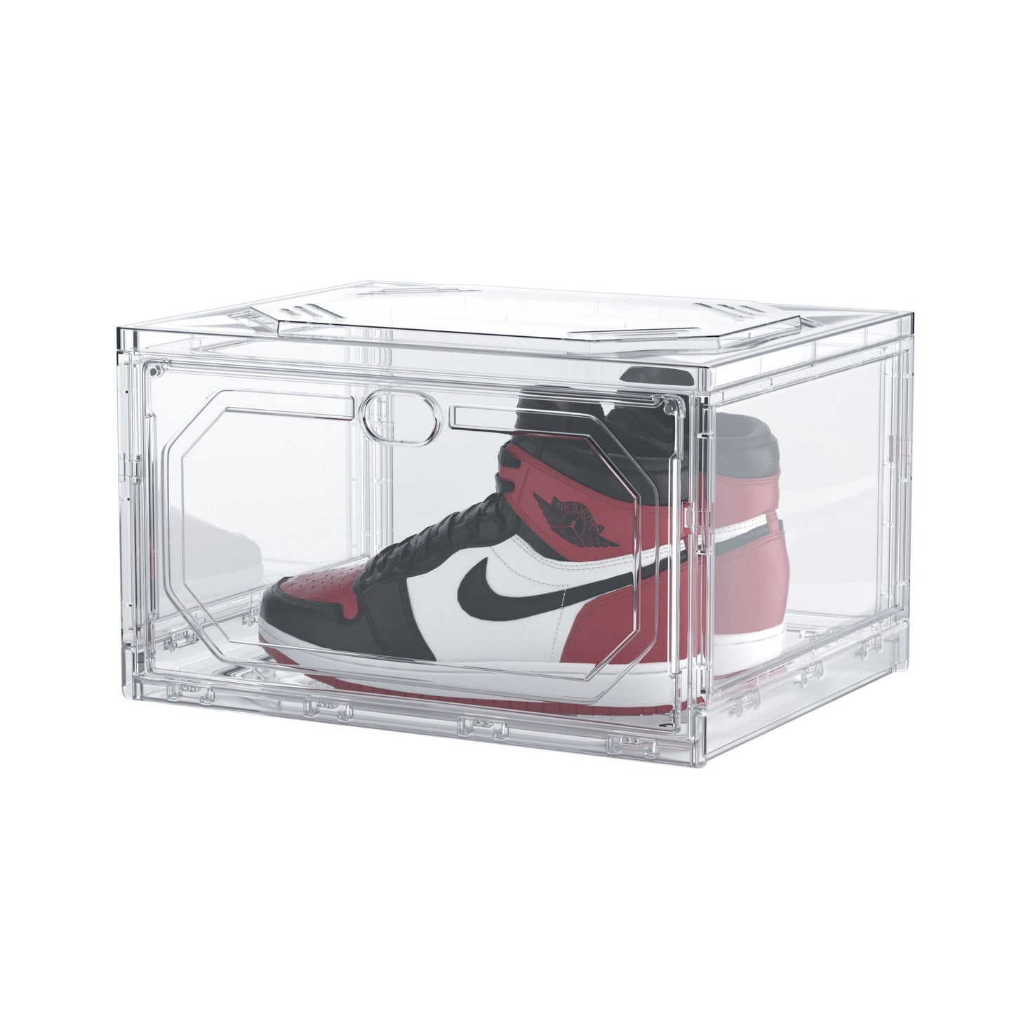 Organizator de Pantofi, Flippy, din PP+ABS, Usa Laterala Magnetica, Rezistenta la Praf, Anti-Oxidare, Utilizare Multipla, 36 x 28 x 21 cm, Transparent-0