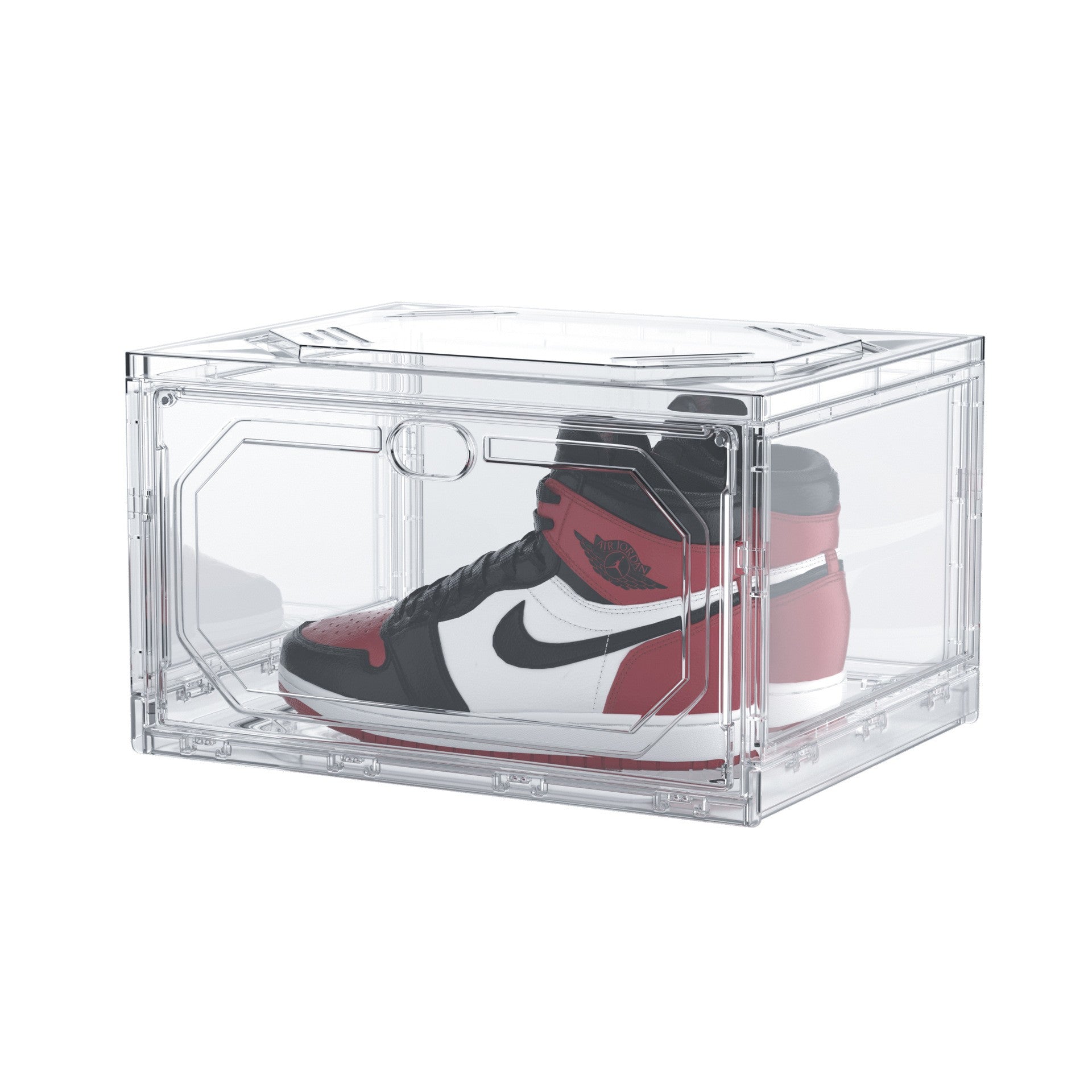 Organizator de Pantofi, Flippy, din PP+ABS, Usa Laterala Magnetica, Rezistenta la Praf, Anti-Oxidare, Utilizare Multipla, 36 x 28 x 21 cm, Transparent-0