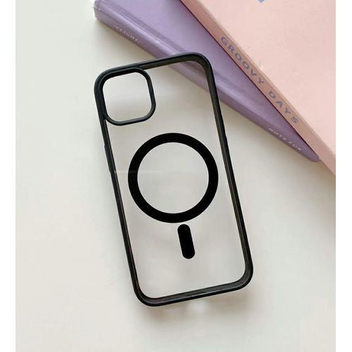 Husa MagSafe pentru Apple iPhone 14 Pro Max, Full Cover, Frosted Acrylic Color Big Hole, Magnetica, Incarcare Wireless, Flippy, Negru-1