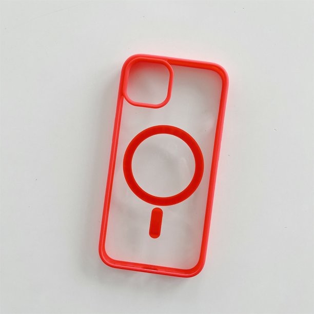 Husa MagSafe pentru Apple iPhone 13, Full Cover, Frosted Acrylic Color Big Hole, Magnetica, Incarcare Wireless, Flippy, Rosu-2