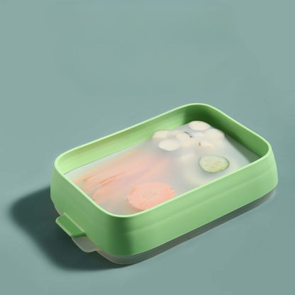 Recipient de Depozitare Alimente, Flippy, Etans, pentru Frigider, din Plastic, Mentinere Proaspata, Reutilizabil, Rezistent la Temperaturi Extreme, 22x14.7x5 cm, Verde-1