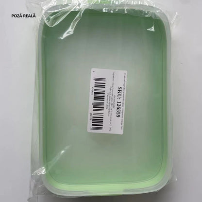 Recipient de Depozitare Alimente, Flippy, Etans, pentru Frigider, din Plastic, Mentinere Proaspata, Reutilizabil, Rezistent la Temperaturi Extreme, 22x14.7x5 cm, Verde-4