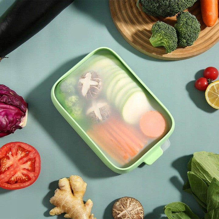 Recipient de Depozitare Alimente, Flippy, Etans, pentru Frigider, din Plastic, Mentinere Proaspata, Reutilizabil, Rezistent la Temperaturi Extreme, 22x14.7x5 cm, Verde-5