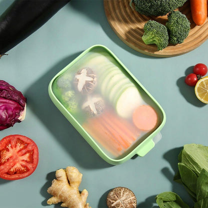 Recipient de Depozitare Alimente, Flippy, Etans, pentru Frigider, din Plastic, Mentinere Proaspata, Reutilizabil, Rezistent la Temperaturi Extreme, 22x14.7x5 cm, Verde-5