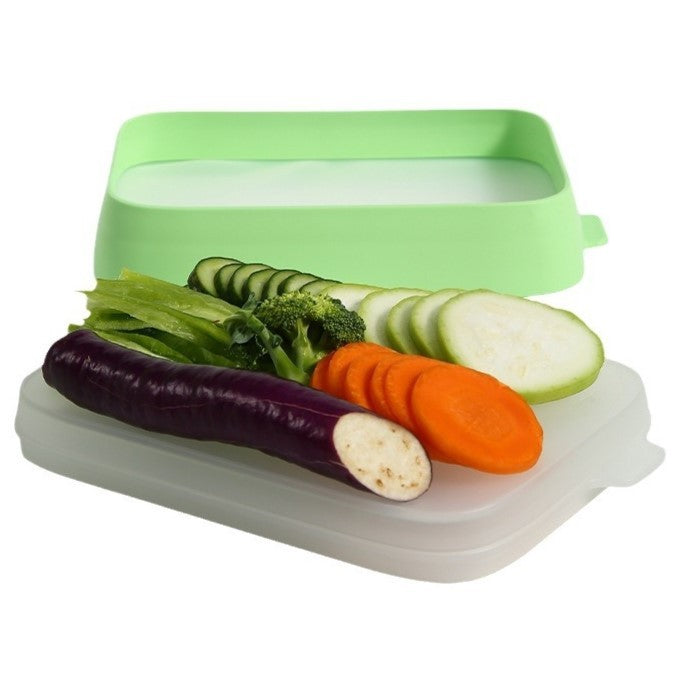 Recipient de Depozitare Alimente, Flippy, Etans, pentru Frigider, din Plastic, Mentinere Proaspata, Reutilizabil, Rezistent la Temperaturi Extreme, 22x14.7x5 cm, Verde-6