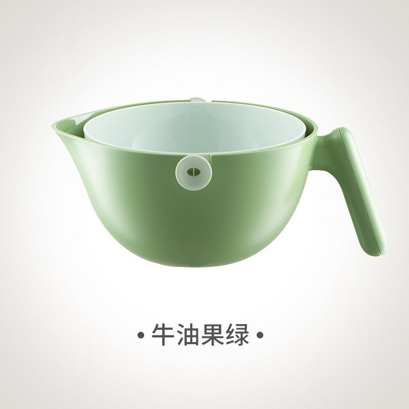 Bol cu Doua Straturi, Flippy, pentru Fructe, Legume, cu Strat de Scurgere a Apei, Verde-Alb-0