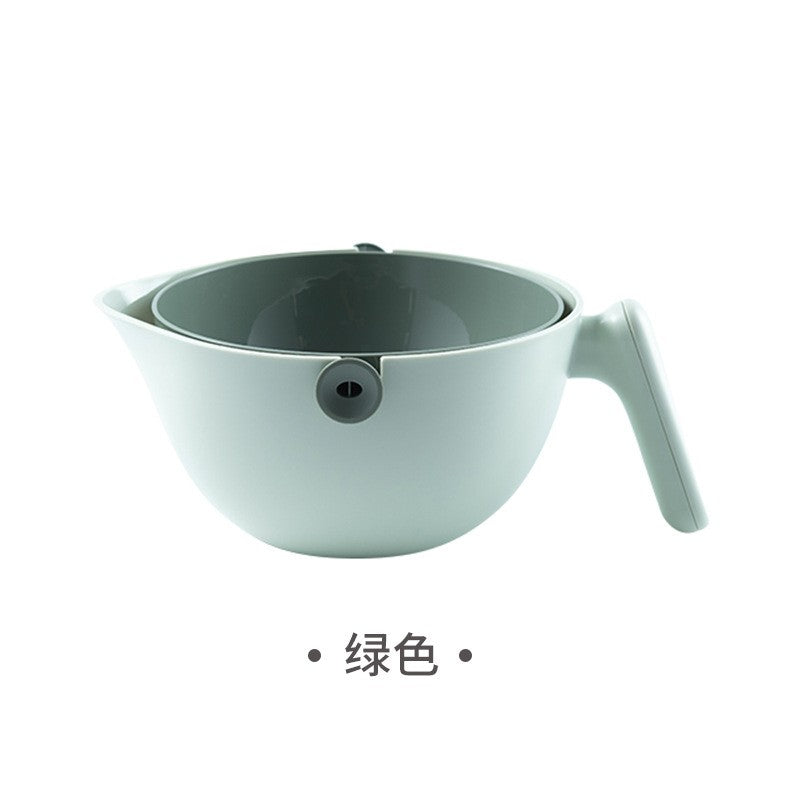 Bol cu Doua Straturi, Flippy, pentru Fructe, Legume, cu Strat de Scurgere a Apei, Verde-0