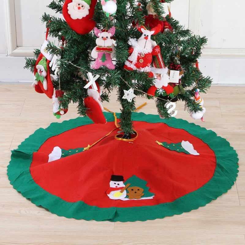 Covoras pentru bradul de Craciun Flippy, lana, rosu/verde, 90 cm-1