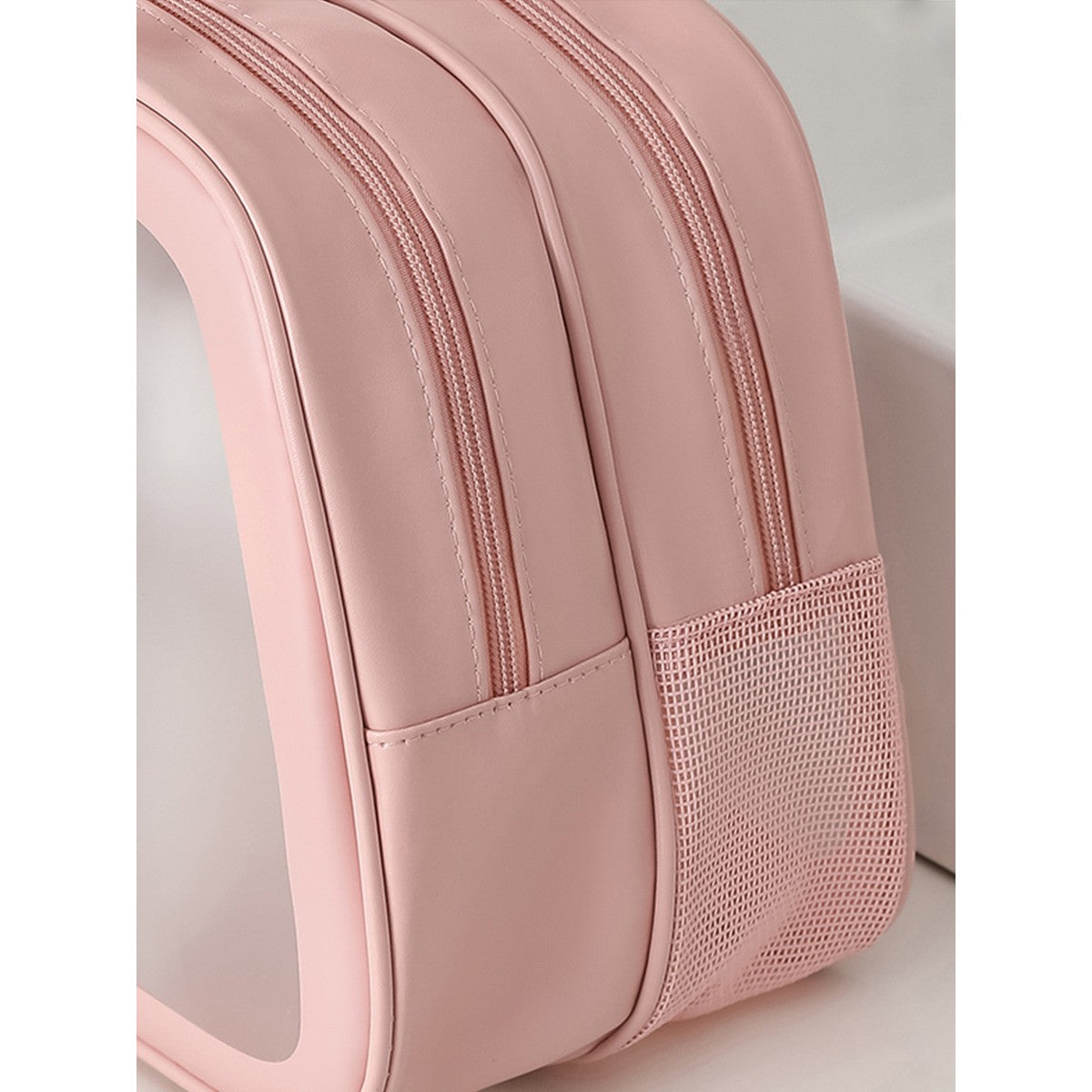 Geanta Cosmetice de Voiaj, Flippy, Dubla Compartimentare, Impermeabila, Translucida Mata, 35 x 22 x 15 cm, Roz-10