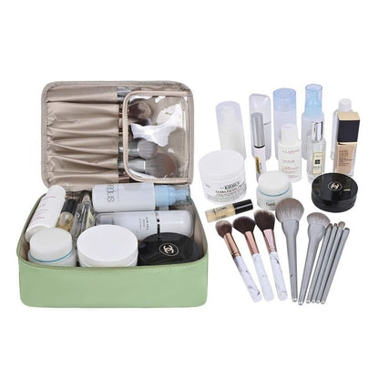 Geanta de Calatorie, Flippy, pentru Cosmetice si Articole de Toaleta, Material Impermeabil, 2 in 1, Portfard Interior Detasabil, 23 x 16 x 8 cm, Verde-1