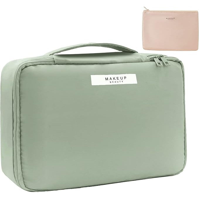 Geanta de Calatorie, Flippy, pentru Cosmetice si Articole de Toaleta, Material Impermeabil, 2 in 1, Portfard Interior Detasabil, 23 x 16 x 8 cm, Verde-3