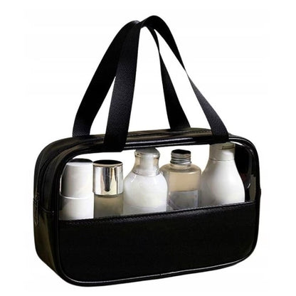 Geanta cosmetice Flippy, pentru voiaj sau organizare, material PVC/textil, impermeabila, portabila, 26 x 15 x 10 cm, negru-7