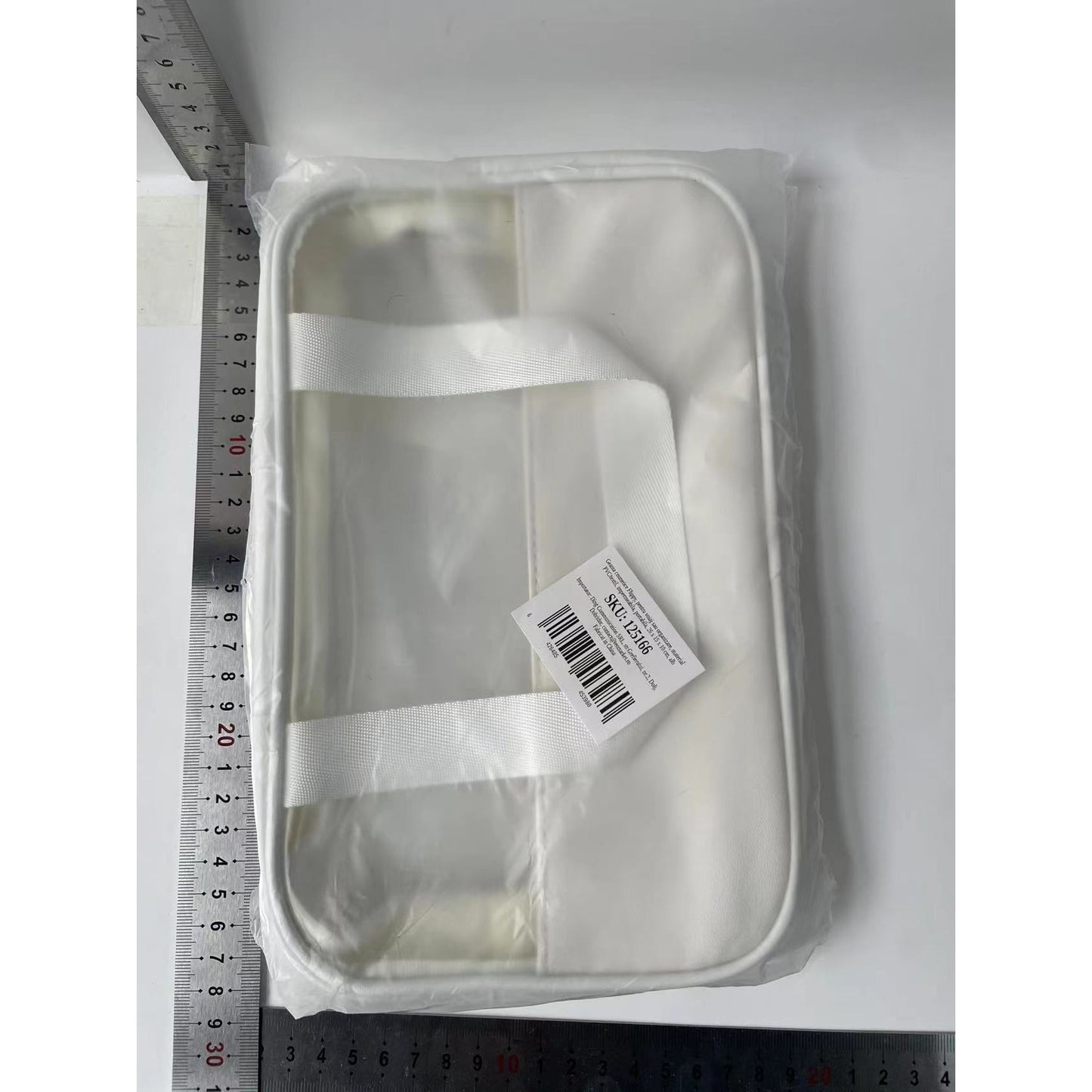 Geanta cosmetice Flippy, pentru voiaj sau organizare, material PVC/textil, impermeabila, portabila, 26 x 15 x 10 cm, alb-8