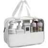 Geanta cosmetice Flippy, pentru voiaj sau organizare, material PVC/textil, impermeabila, portabila, 26 x 15 x 10 cm, alb-0