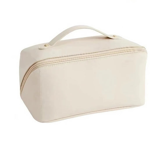 Geanta de Calatorie Flippy, Pentru Cosmetice, Portabila, Impermeabila, din Piele Ecologica, Compartimente Multiple, cu Fermoar, 23 x 11.5 x 10.5 cm, Crem-0
